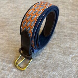 Vineyard Vines Mens Orange Jetboat Print Belt Leather Size 30Coastal‎